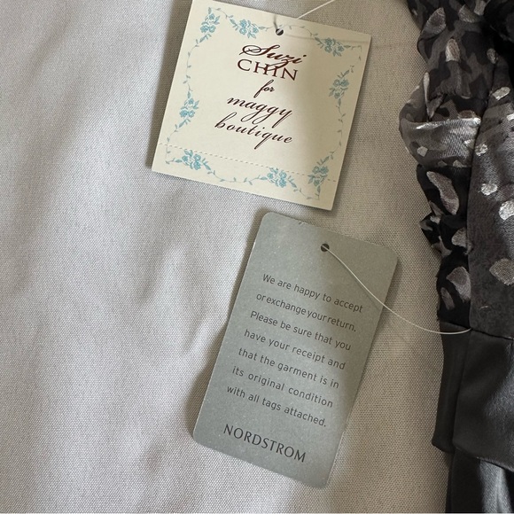 Suzi Chin Maggy Boutique Burnout Bodice Stretch Satin Sheath Dress NWT - Picture 7 of 9